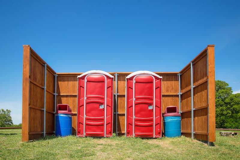 Short-term porta potty units staged for delivery in Tuscaloosa, Alabama